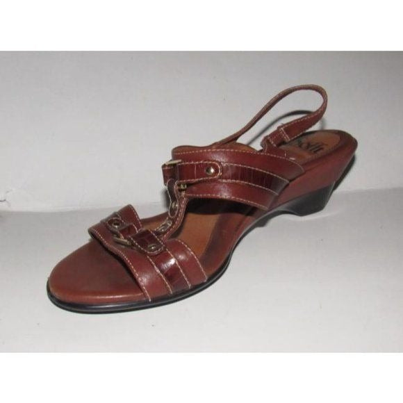 Eurosoft by Sofft Brown Leather with Gold Studs Sandals
