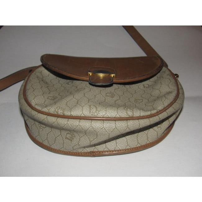 Dior Vintage Pursesdesigner Purses Honeycomb Print Coated Canvas And Camel Leather Cross Body Bag