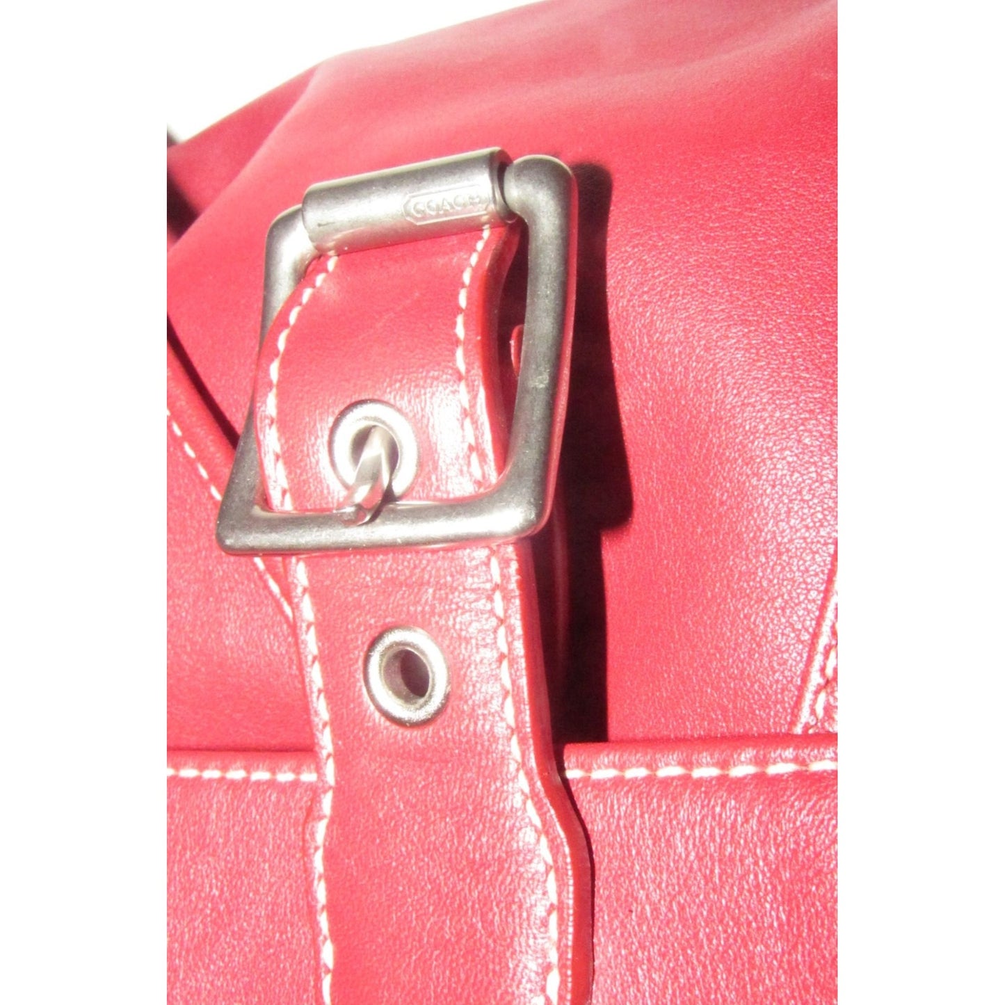 Coach, 'Legacy', large, sling style shoulder bag or backpack in buttery soft red leather with chrome accents and its Coach hangtag