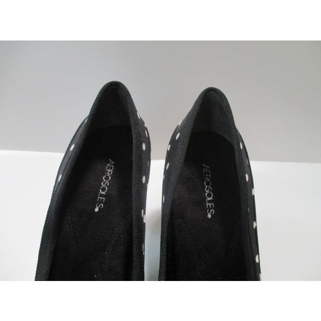 Aerosoles Black White Polka Dot Fabric Peep Toe Pumps Size Us