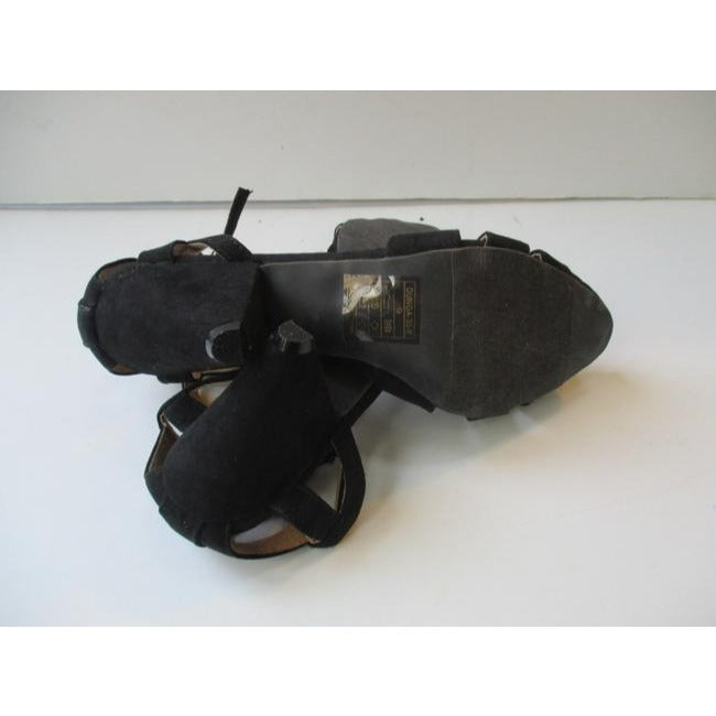 Gomax Black Suede Dunga Cut Out Almond Toe Design Pumps Size Us