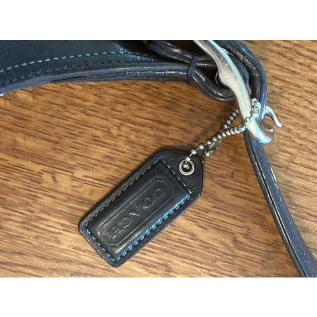 Coach Black Leather Hobo Bag With Chrome Hardware