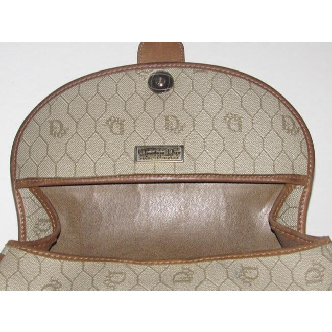 Dior Vintage Pursesdesigner Purses Honeycomb Print Coated Canvas And Camel Leather Cross Body Bag