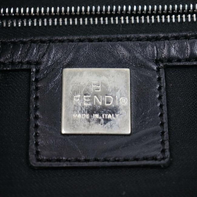 Fendi Xl Style Shoulder Purses Black Nylon And Leather With A Black Enamel Ff Logo Cutout Accent Hob