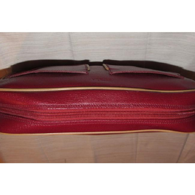 Furla Vintage Pursesdesigner Purses Dark Red Leather With Tan Leather Accents Shoulder Bag