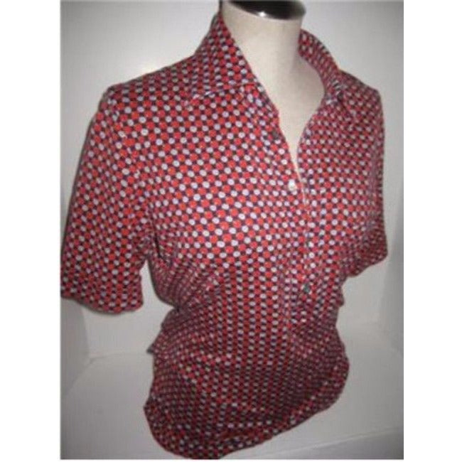 Lanvin Red White And Blue Print Button Down Top