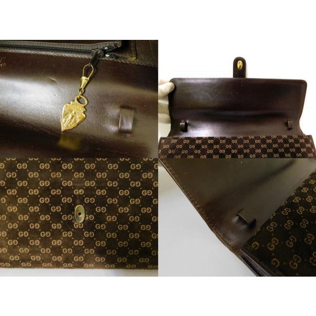 Gucci Tan Micro Guccissima Print on Brown Leather Two Way Style Clutch/ Shoulder Bag