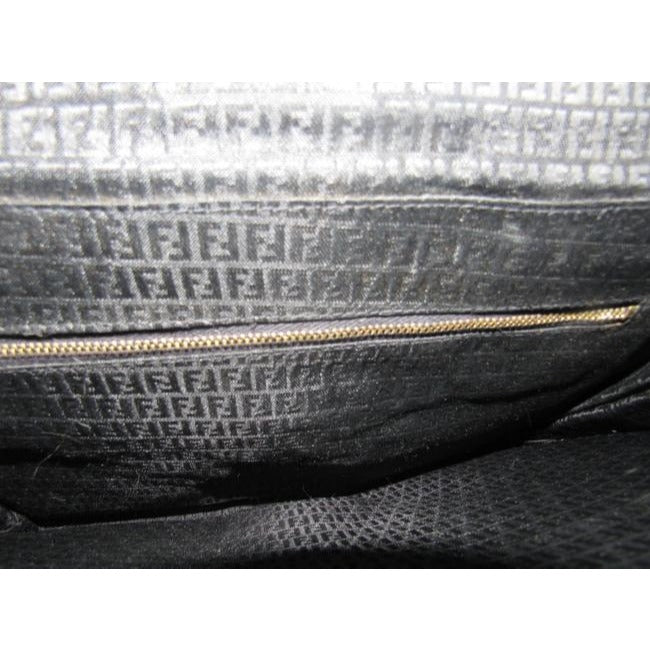 Fendi Early Two Way Clutch Style Purses Black Lacquered Or Patent Leather With A Linear Design Shoul