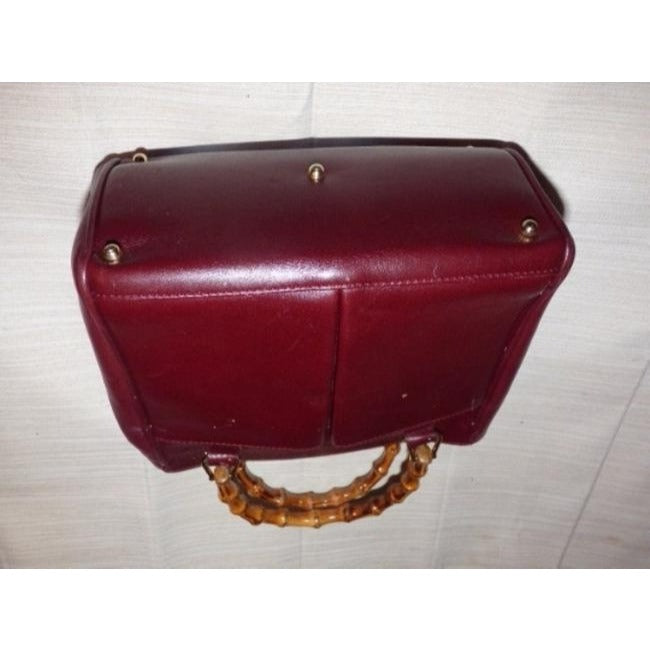 Gucci Burgundy Leather Original Diana Satchel With Bamboo Handles