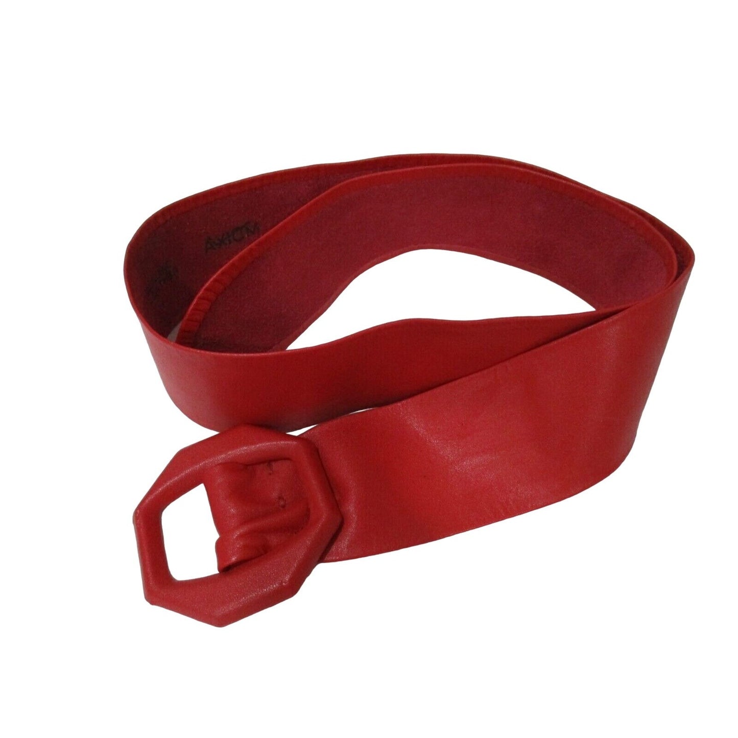 Stunning Vintage 1980s AXIOM True Red Leather Belt with a Covered Octagon Buckle