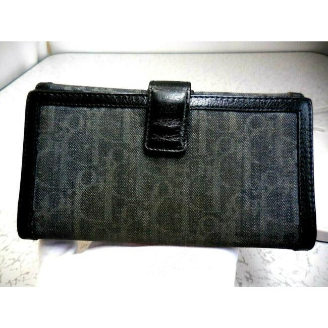Dior black & grey trotter print XL wallet w orange