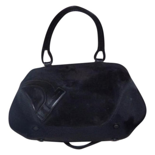 Salvatore Ferragamo Vintage Pursesdesigner Purses Black Leather And Canvas Canvasleather With Gancin
