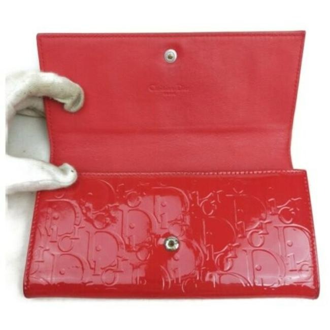 Dior Trotter Print Red Embossed Leather Wallet