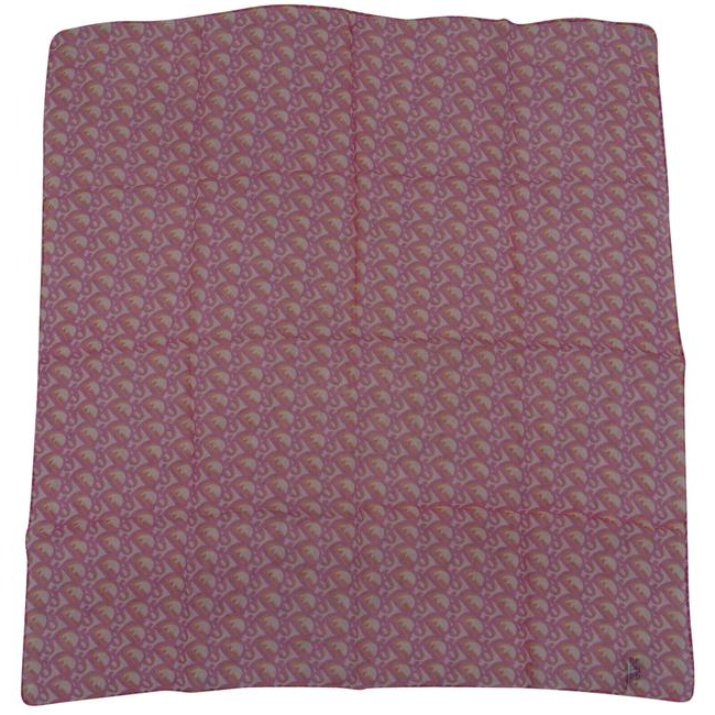 SOLD - Dior Pink White Orange Trotter Logo Print Silk Scarf