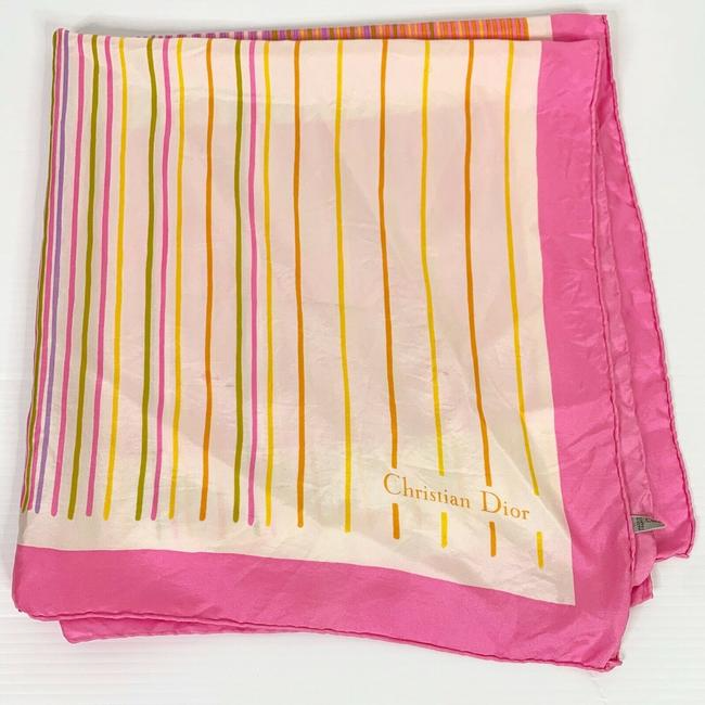Dior Pink Yellow Orange Purple Abstract Print Scarf