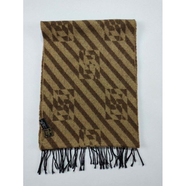 Fendi Zucca Print In Browns Logo Wool Angora Scarf