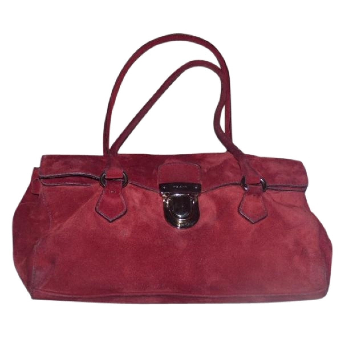 Red suede Sybille Prada "East to West" satchel