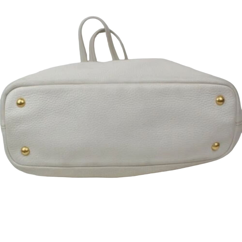 Prada ivory grained leather Vitello Daino XL tote bag