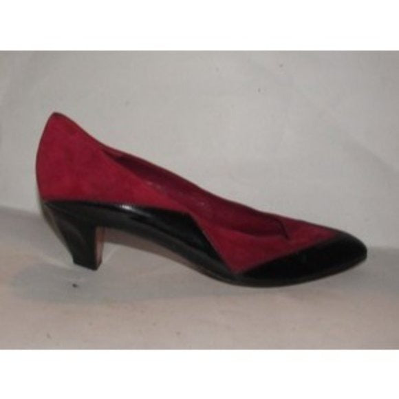 Bally Vintage Black Patent Leather and Red Suede