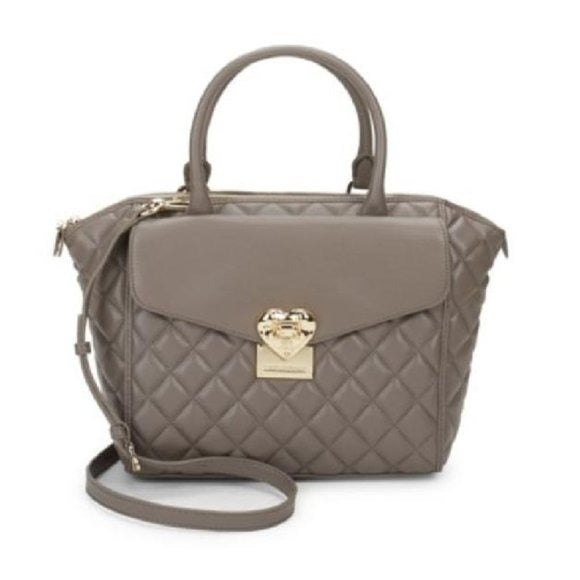 Moschino Grey Quilted Faux Leather 2-way Satchel