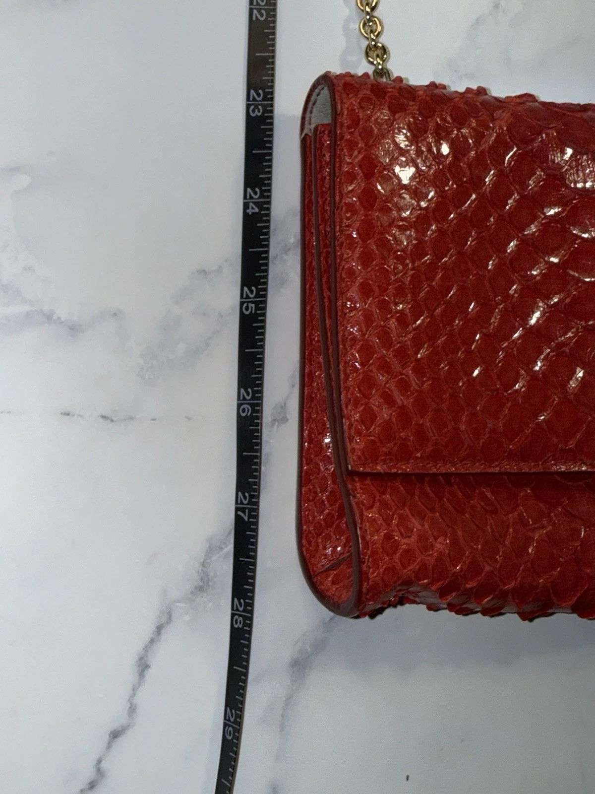 Ferragamo red python two way cross body