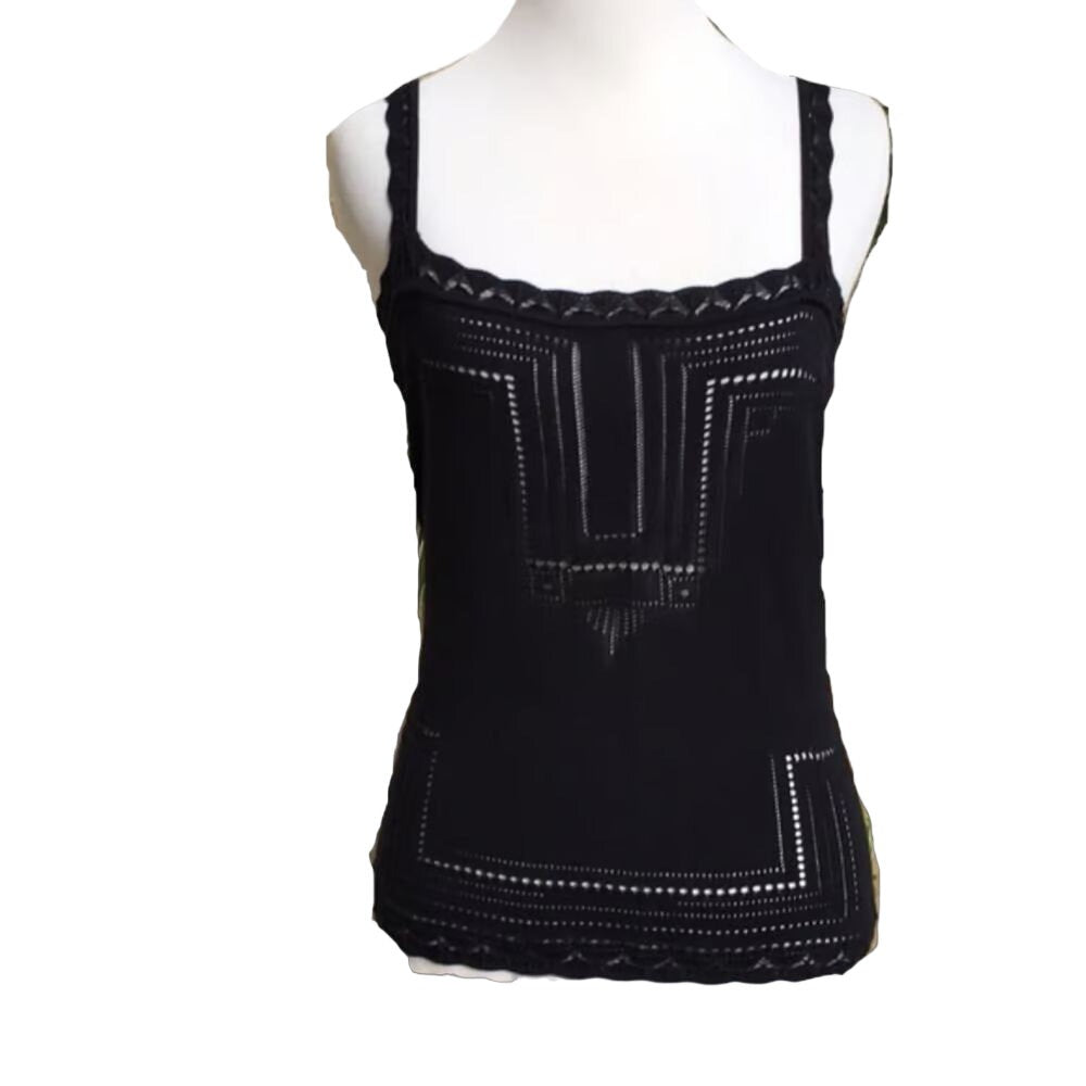 Dior black sleeveless shell & SS crew neck cardigan twin set