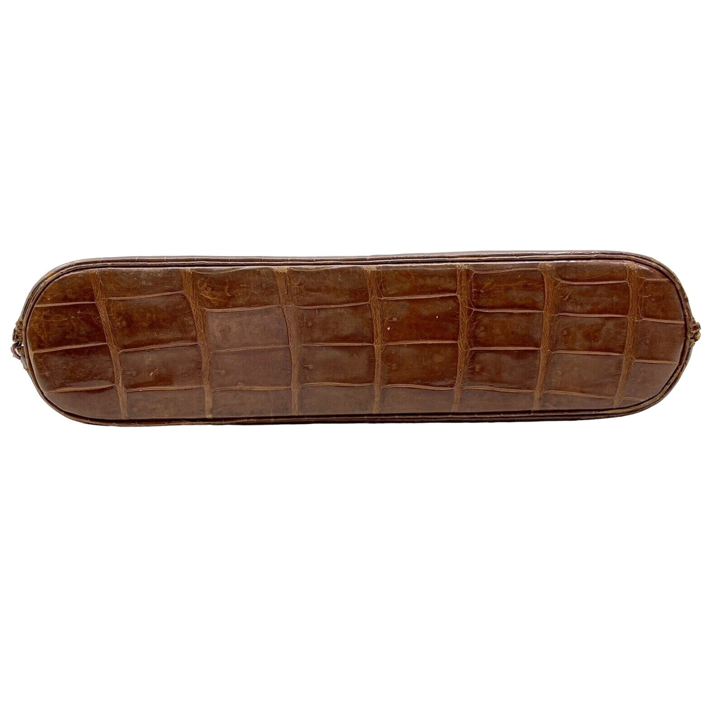 Gucci brown crocodile leather top handle purse