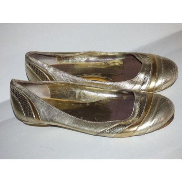 BCBGMaxAzria Textured Gold Silver Metallic Ballet