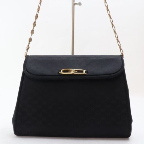 Gucci, black micro Guccissima print silk velvet over leather, two-way style bag with a removable unique link gold chain strap