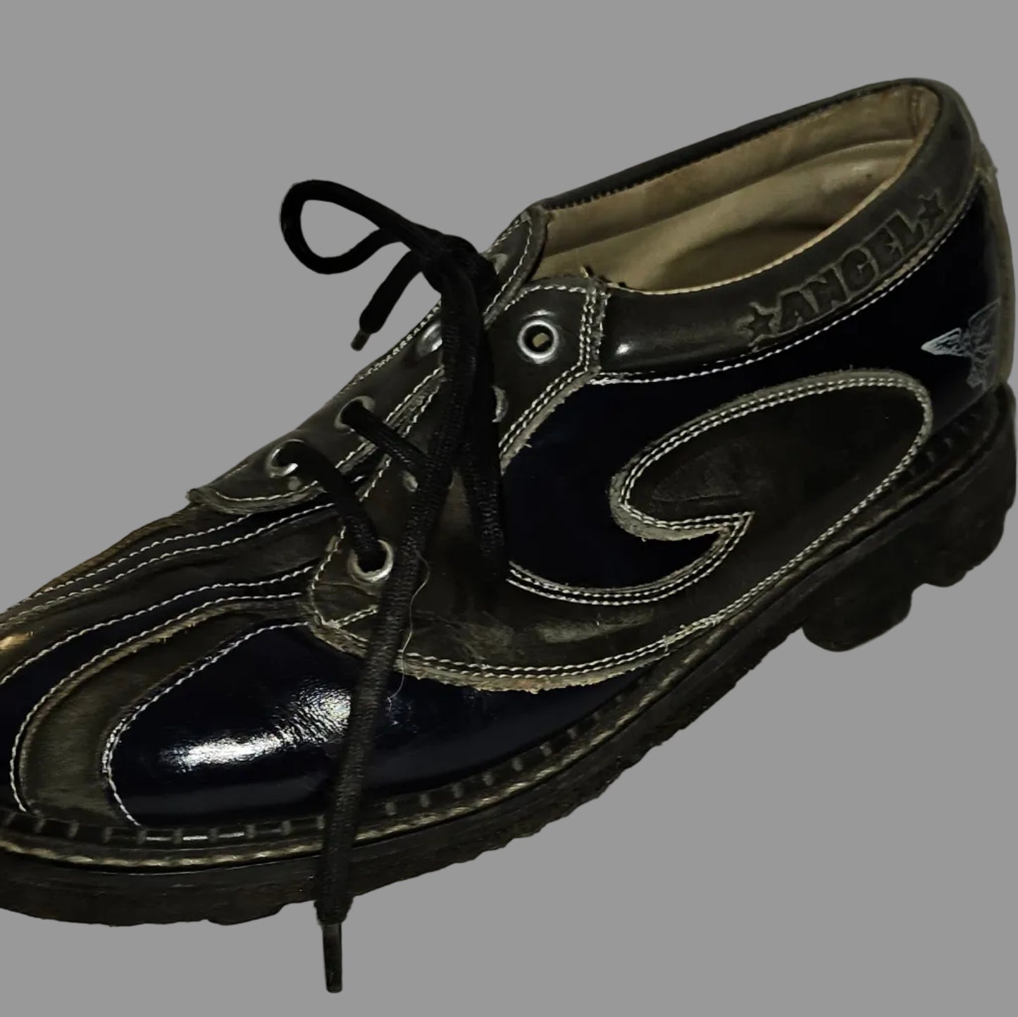Vintage 90s John Fluevog Sie 7W/9M Angel Gibson Swirl Leather Derby Shoes