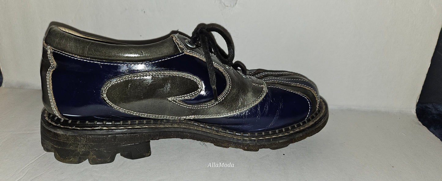 Vintage 90s John Fluevog Sie 7W/9M Angel Gibson Swirl Leather Derby Shoes