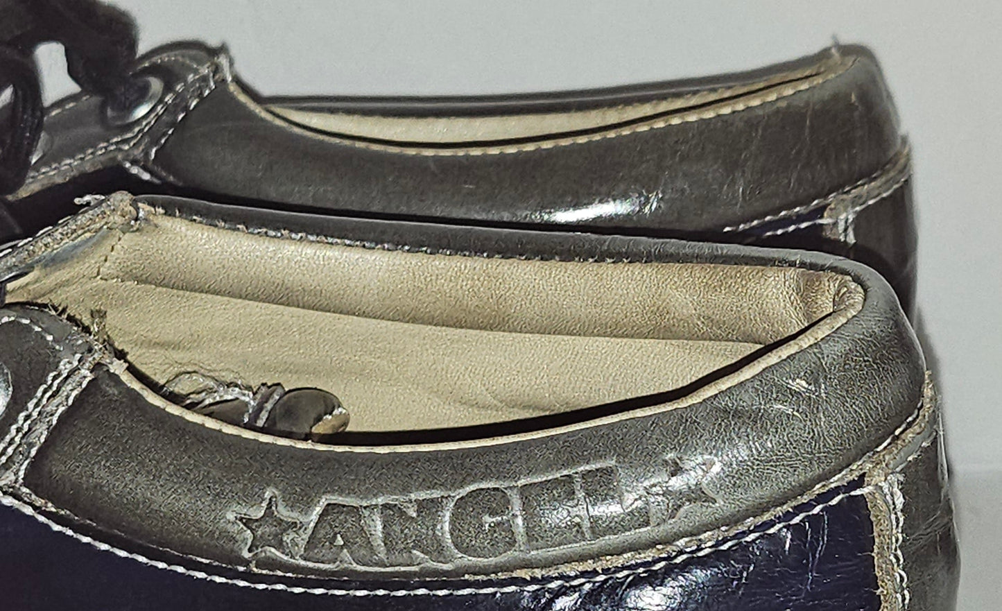 Vintage 90s John Fluevog Sie 7W/9M Angel Gibson Swirl Leather Derby Shoes
