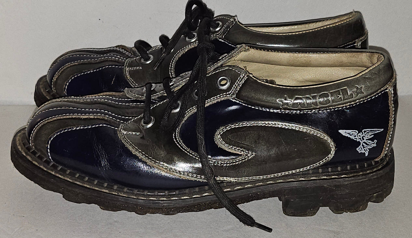 Vintage 90s John Fluevog Sie 7W/9M Angel Gibson Swirl Leather Derby Shoes