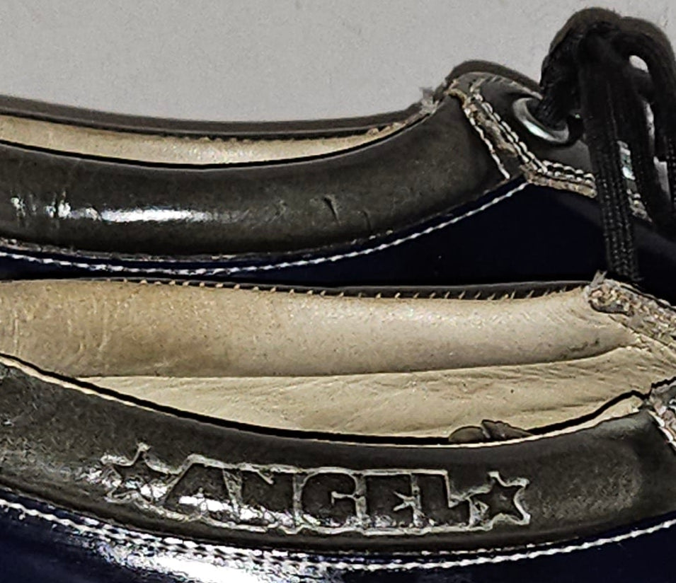 Vintage 90s John Fluevog Sie 7W/9M Angel Gibson Swirl Leather Derby Shoes