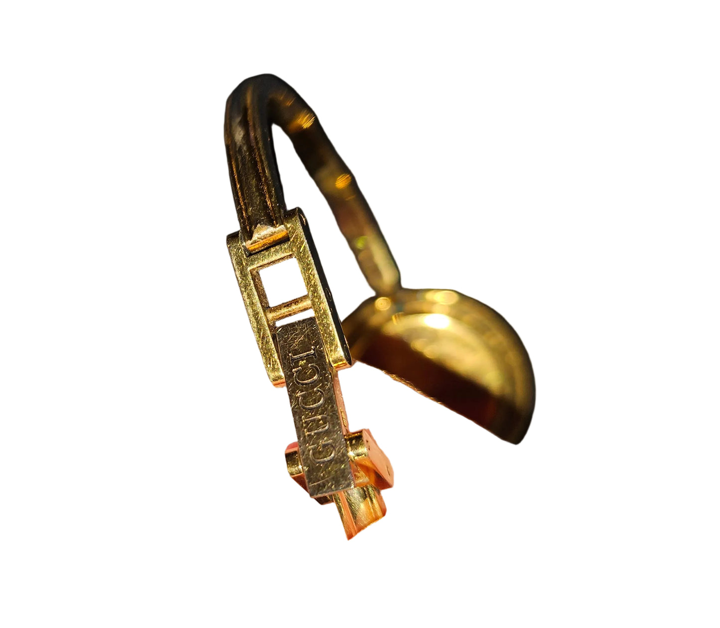 Gucci 1100- I, yellow gold, bangle style watch with twelve different colored, hard plastic resin bands