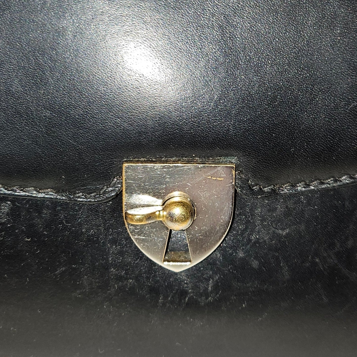 Gucci black leather Lady Lock Kelly bag with red & green Kelly stripe accents!