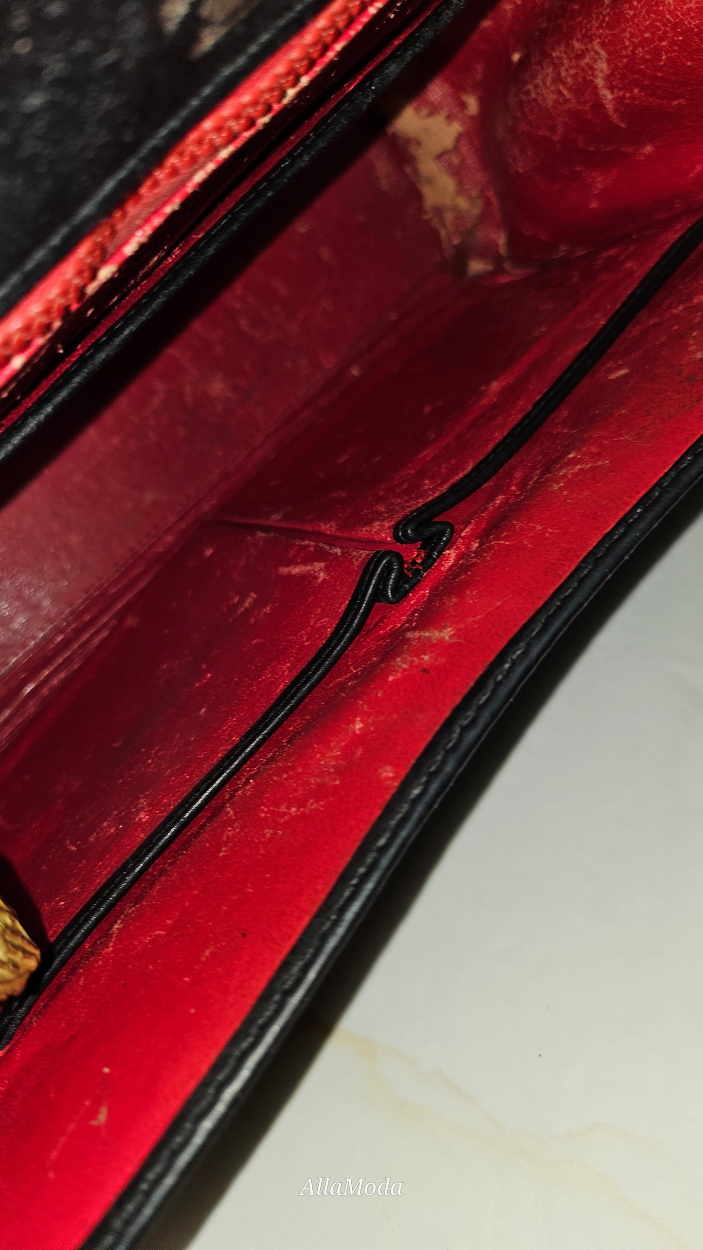 Gucci black leather Lady Lock Kelly bag with red & green Kelly stripe accents!