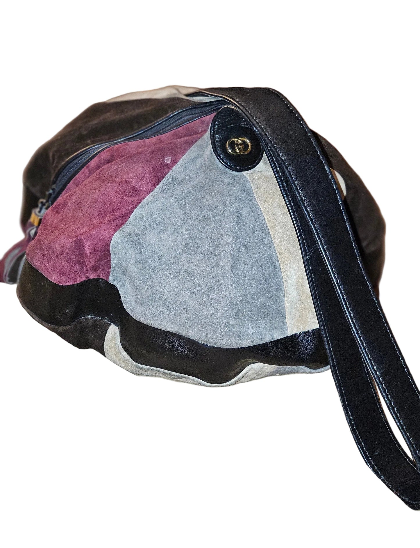 Gucci Runway 1970s Round Patchwork Suede/Leather Purse!