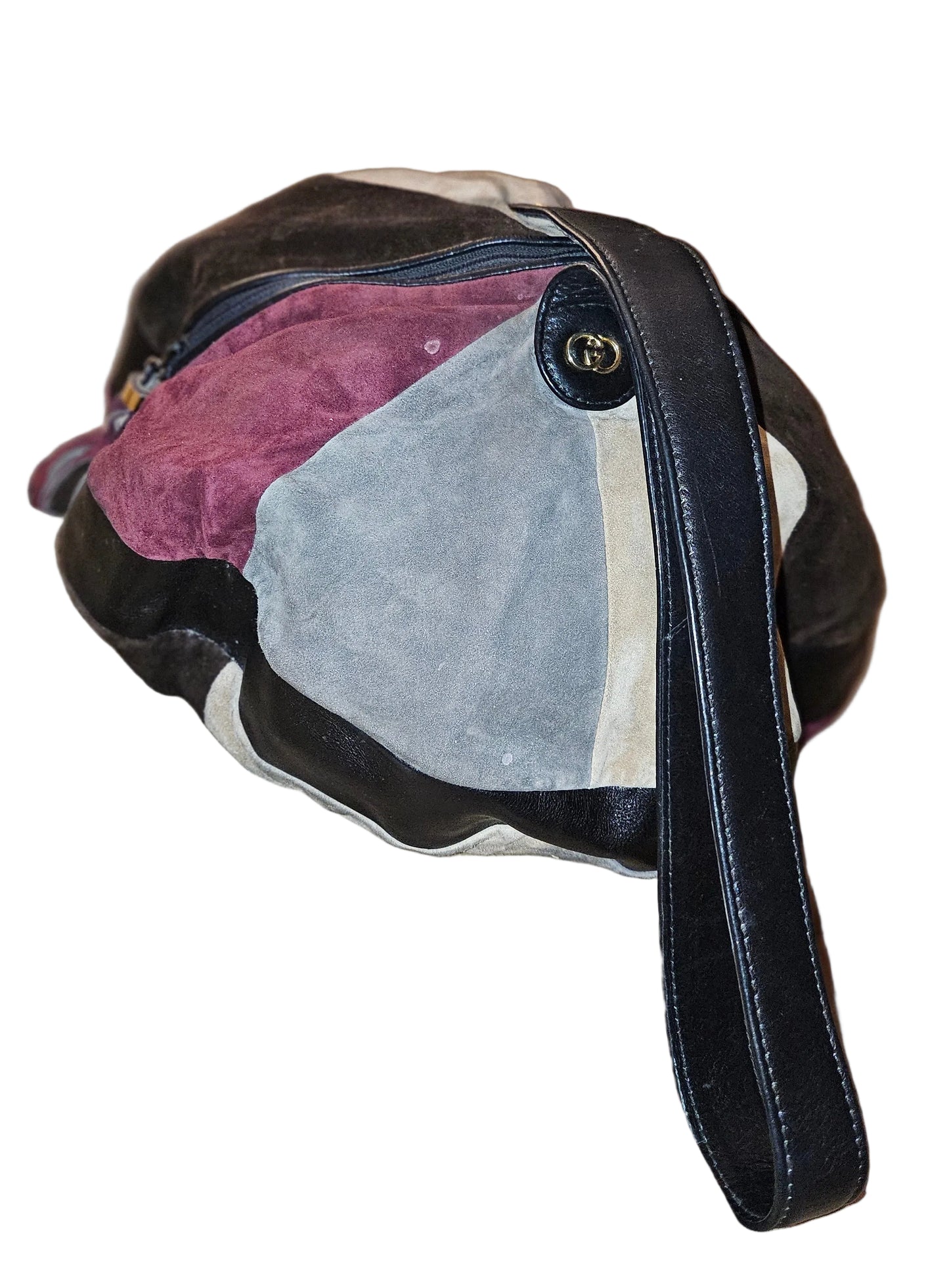 Gucci Runway 1970s Round Patchwork Suede/Leather Purse!