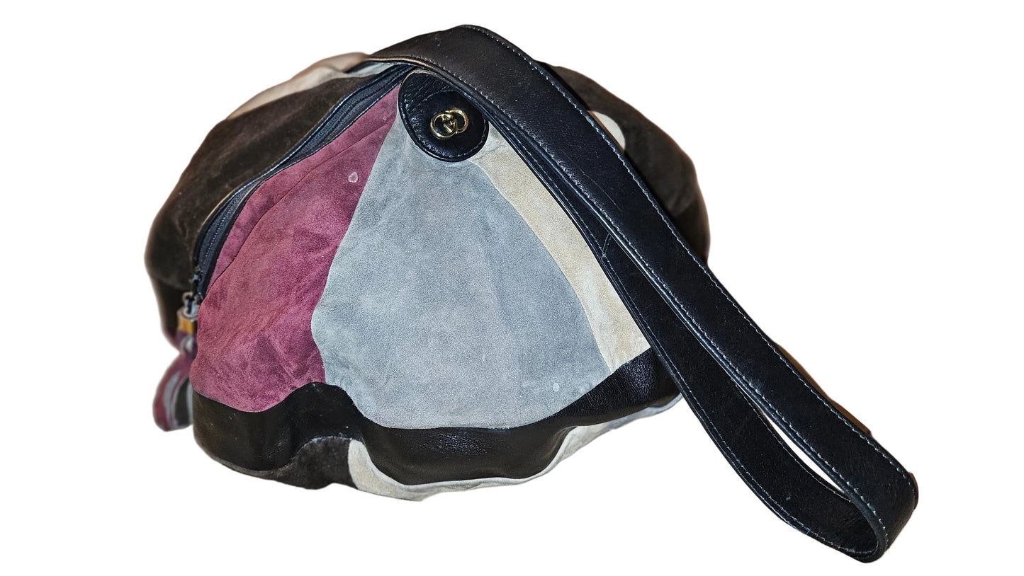 Gucci Runway 1970s Round Patchwork Suede/Leather Purse!