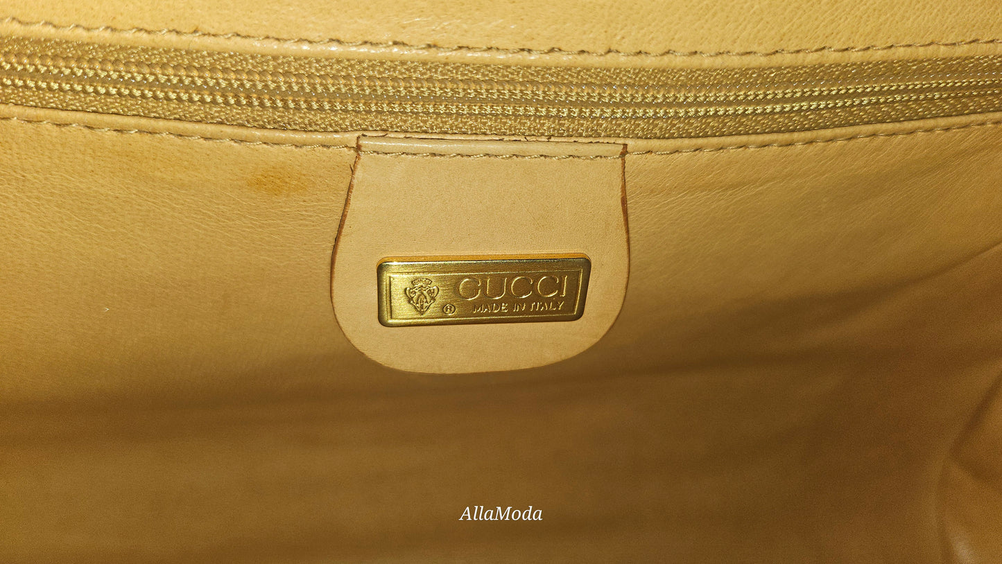 Gucci Rattan & Leather Two-Way Clamshell style Purse