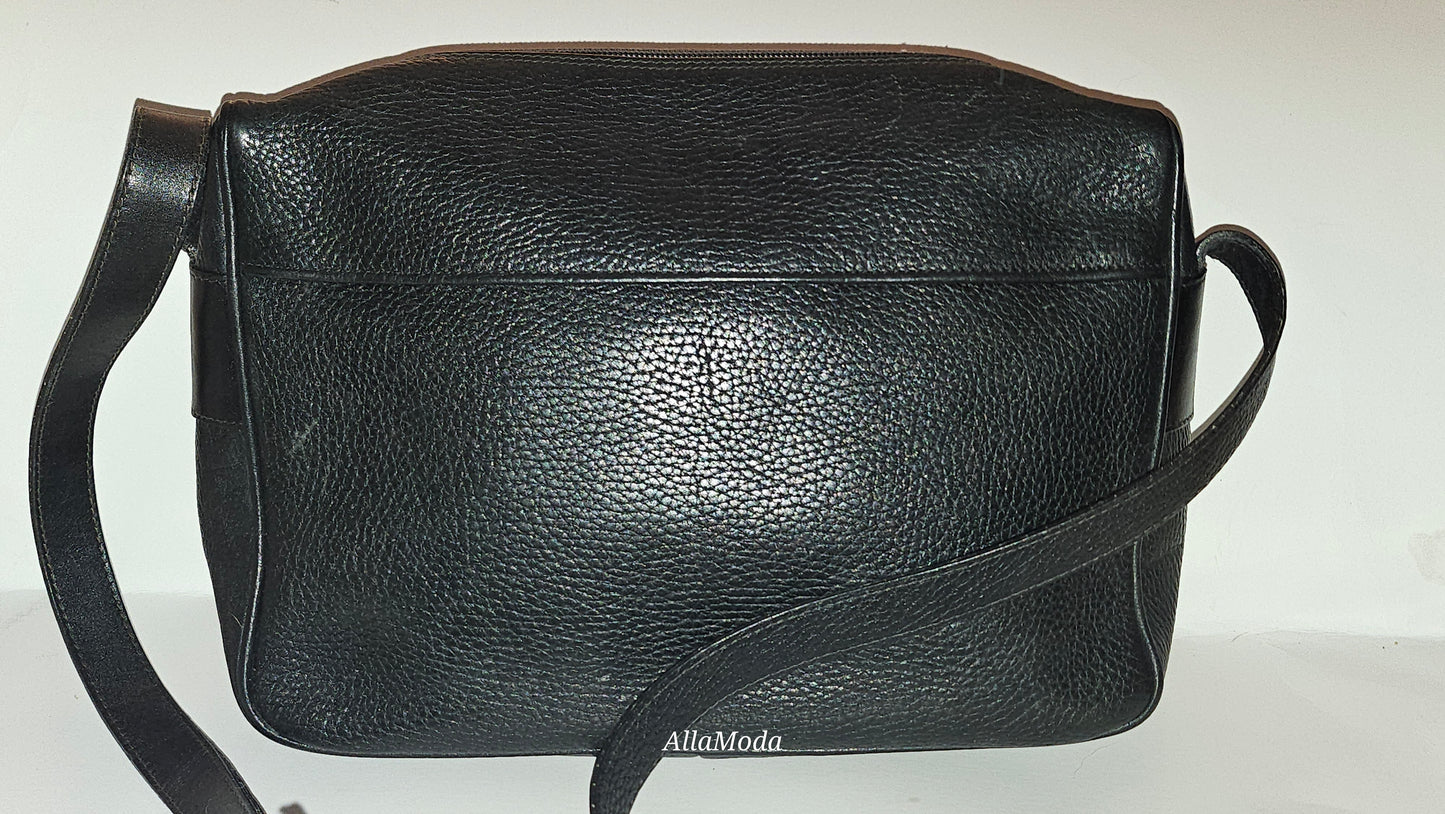 Fendi black leather & snakeskin cross body/messenger