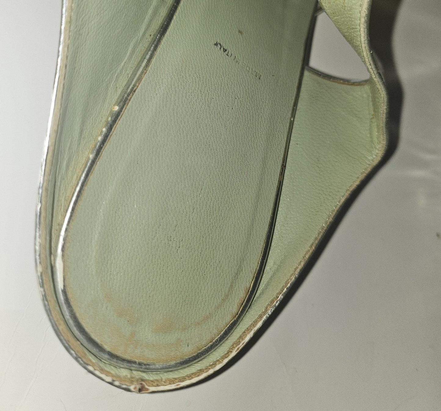 Prada silver leather  low kitten d'orsay heels