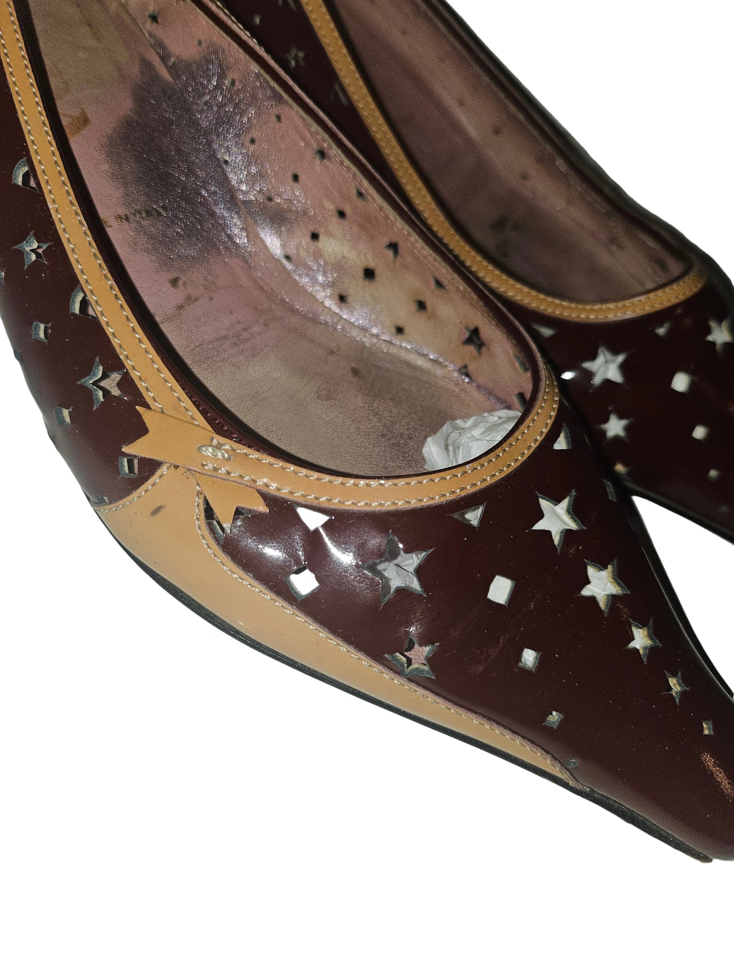 Prada color block kitten heels with cut outs