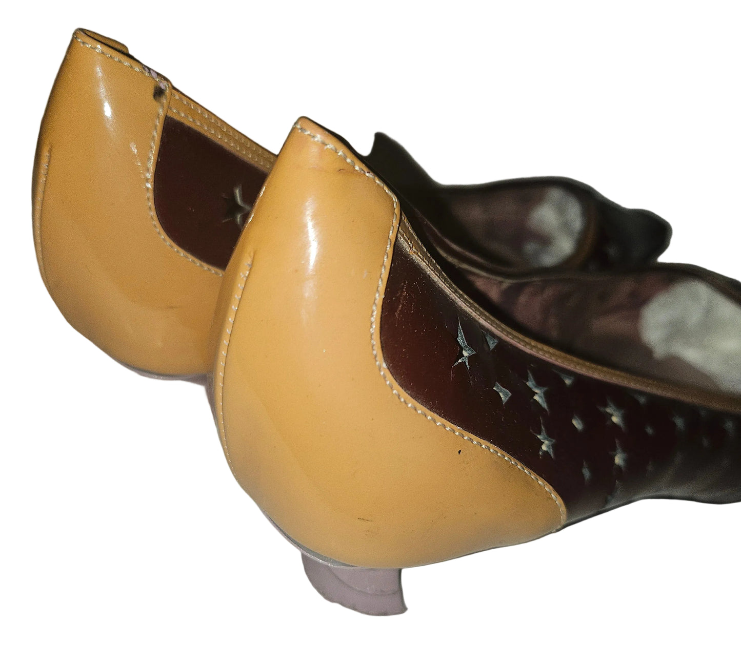 Prada color block kitten heels with cut outs