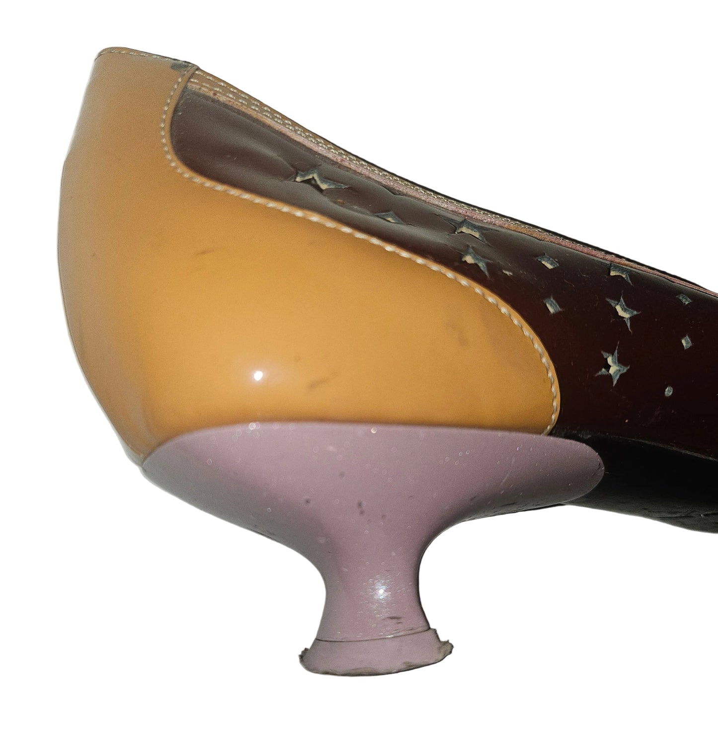 Prada color block kitten heels with cut outs