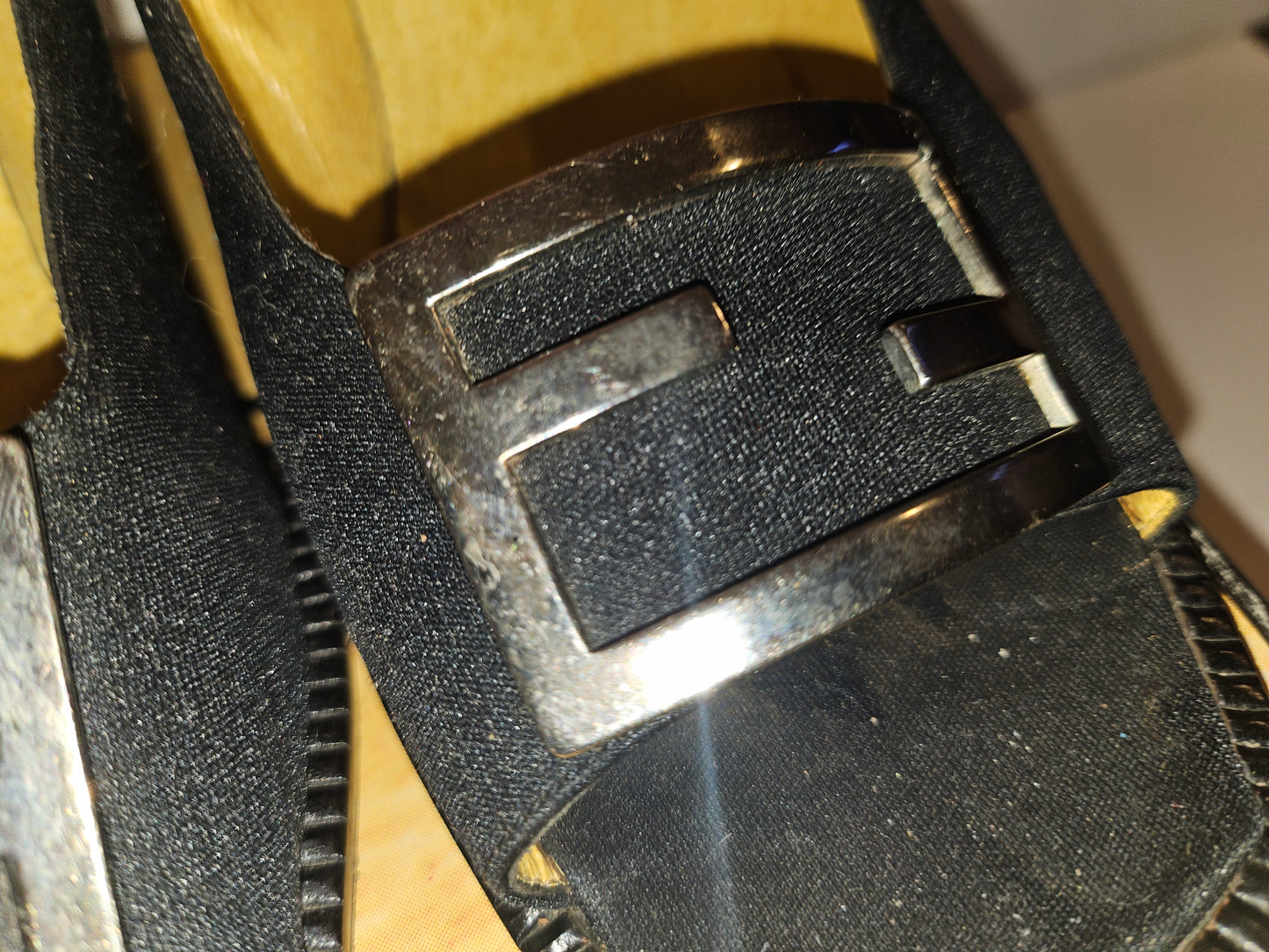 Fendi 'dress nero' black open toe heels w chrome FF accents!