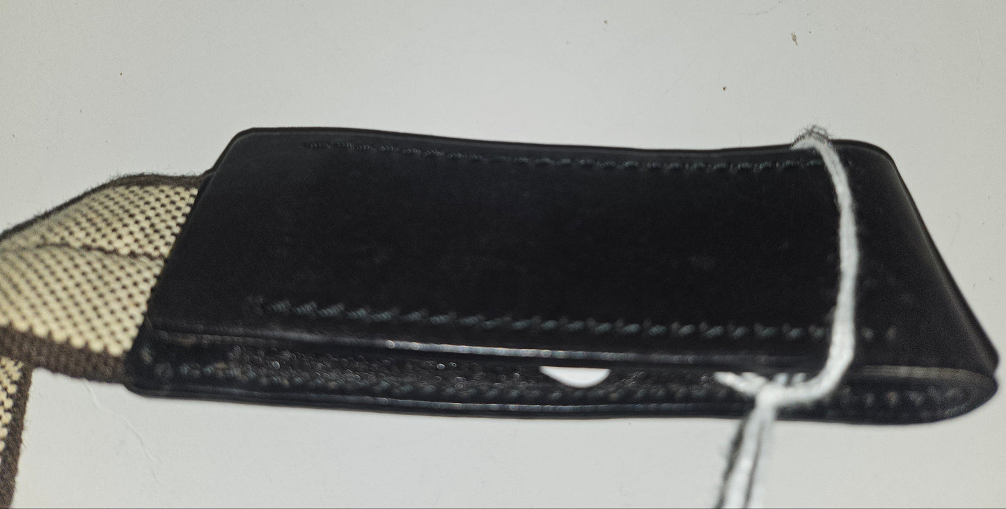 Prada linen/flax heavy fabric belt bag with chrome hardware