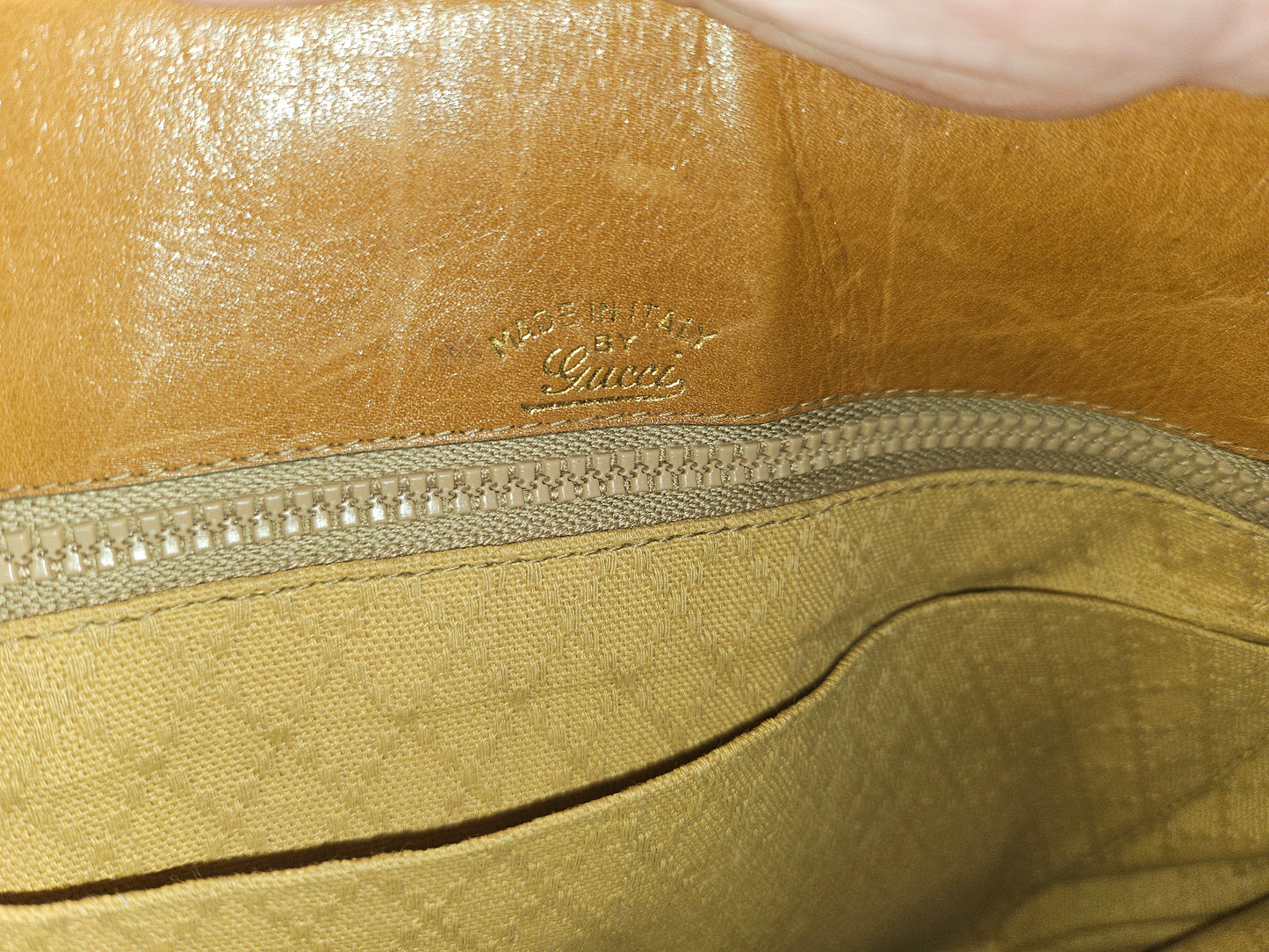 Gucci canvas & camel leather early Jackie with amazing piston clasp