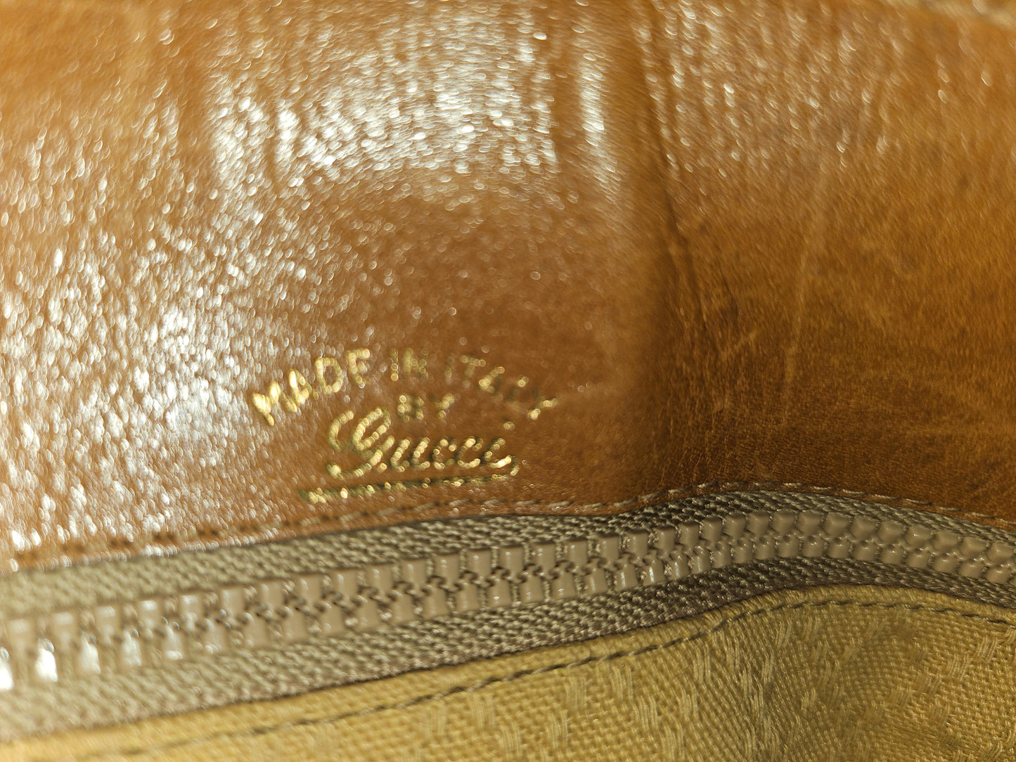 Gucci canvas & camel leather early Jackie with amazing piston clasp
